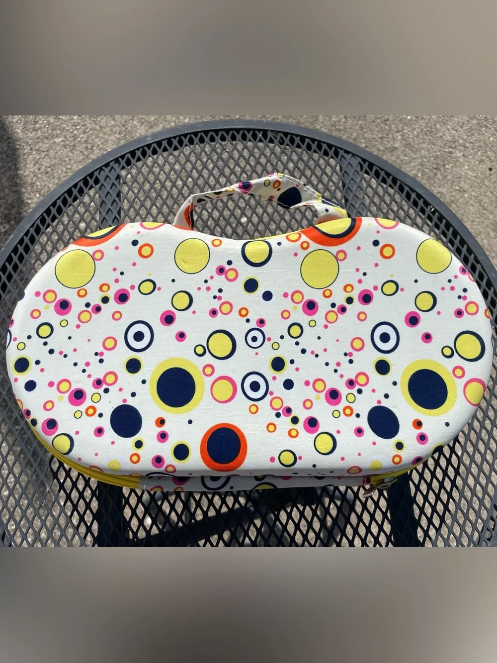 Women’s White Multi-Color Bubble Print Top-Handle Bag, bra travel storage